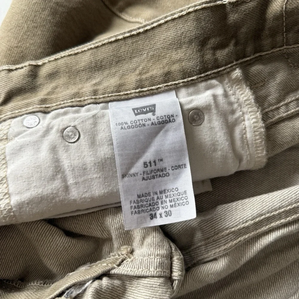 Levi's 511 Men's Jeans Skinny, Tan, Straight Leg, Denim‎ Size 34x30